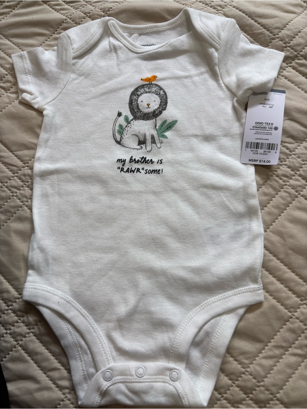 Carter’s 9M ‘My Brother is Rawr some’ Lion Graphic Bodysuit